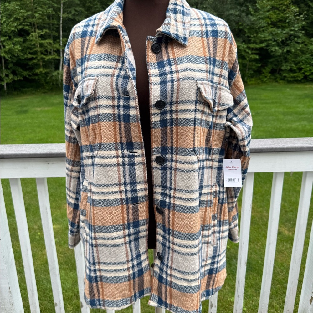 Lucky Brand Blue Tan Utility Jacket Relaxed Fit